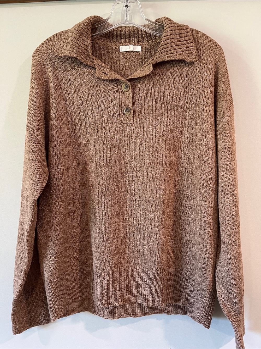 mine - M, coco brown/tan collard sweater